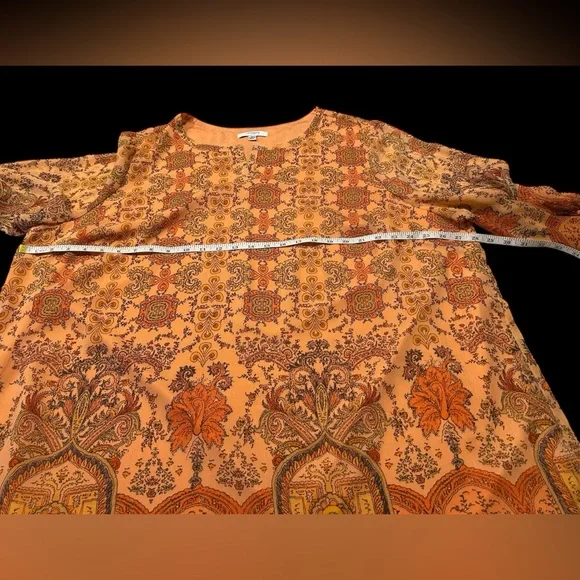 Beautiful Liz Claiborne Bohemian Peach Floral Tunic Top - Picture 6 of 9